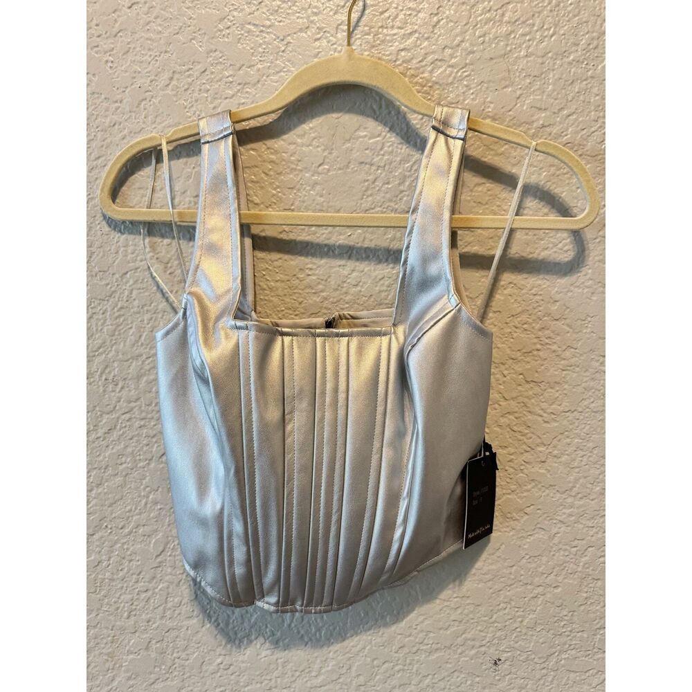 Women's Japna Silver Cropped Top Size Small